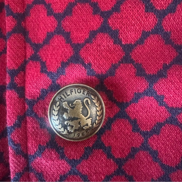 NWT $109 Tommy Hilfiger S Red Navy Jacquard Military Blazer Jacket Workwear - Picture 8 of 12